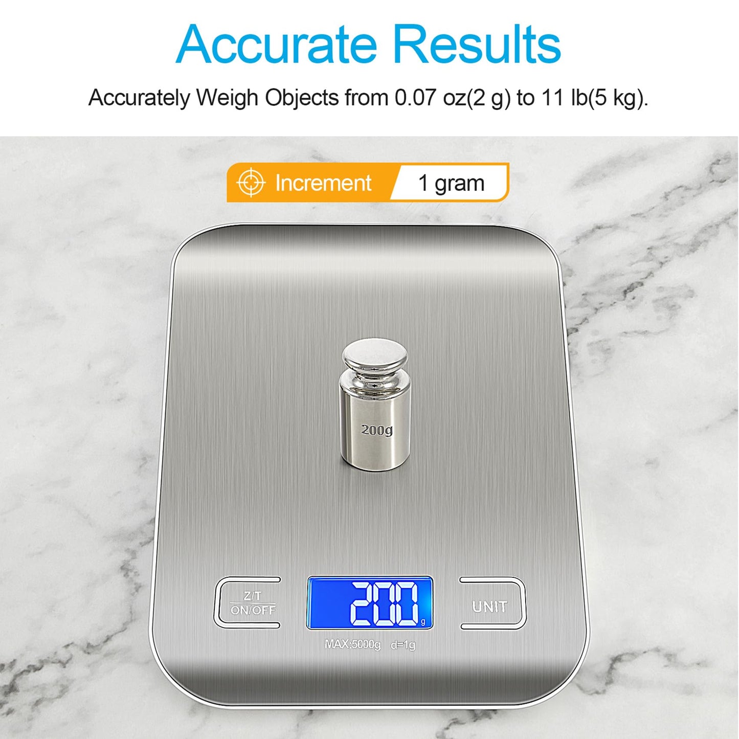 WIWUE GUO Food Scale, Kitchen Scale, Weight Scale Grams and Ounces for Weight Loss, Baking, Cooking, Keto and Meal Prep, LCD Display, 304 Stainless Steel