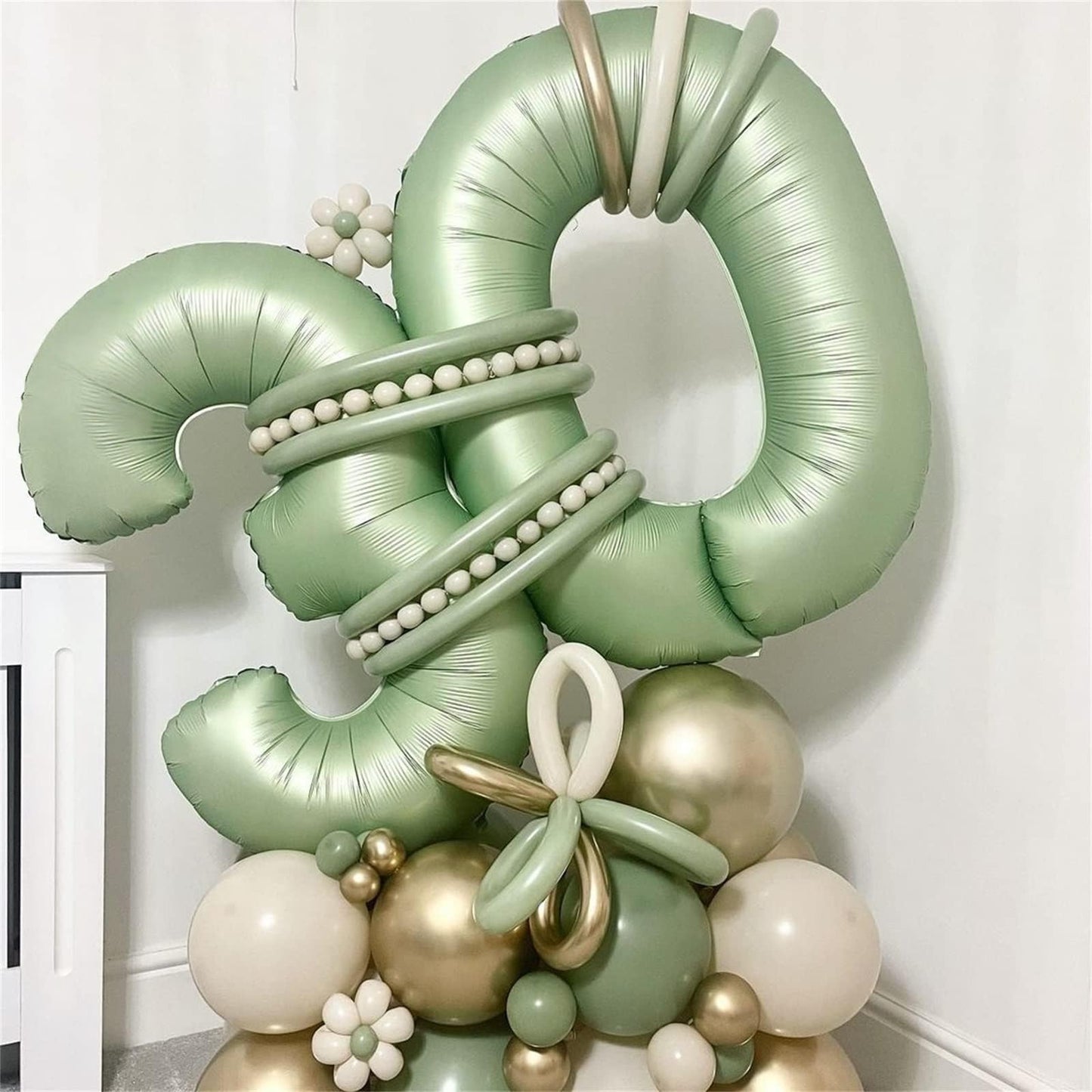 Sage Green Number 6 Balloons, 40 In Large Olive Green Number 6 Foil Helium Balloons for Girls Women, Self Inflating Number Balloons 0-9 for Men Boys 6th 16th Birthday Jungle Safari Party Decoration
