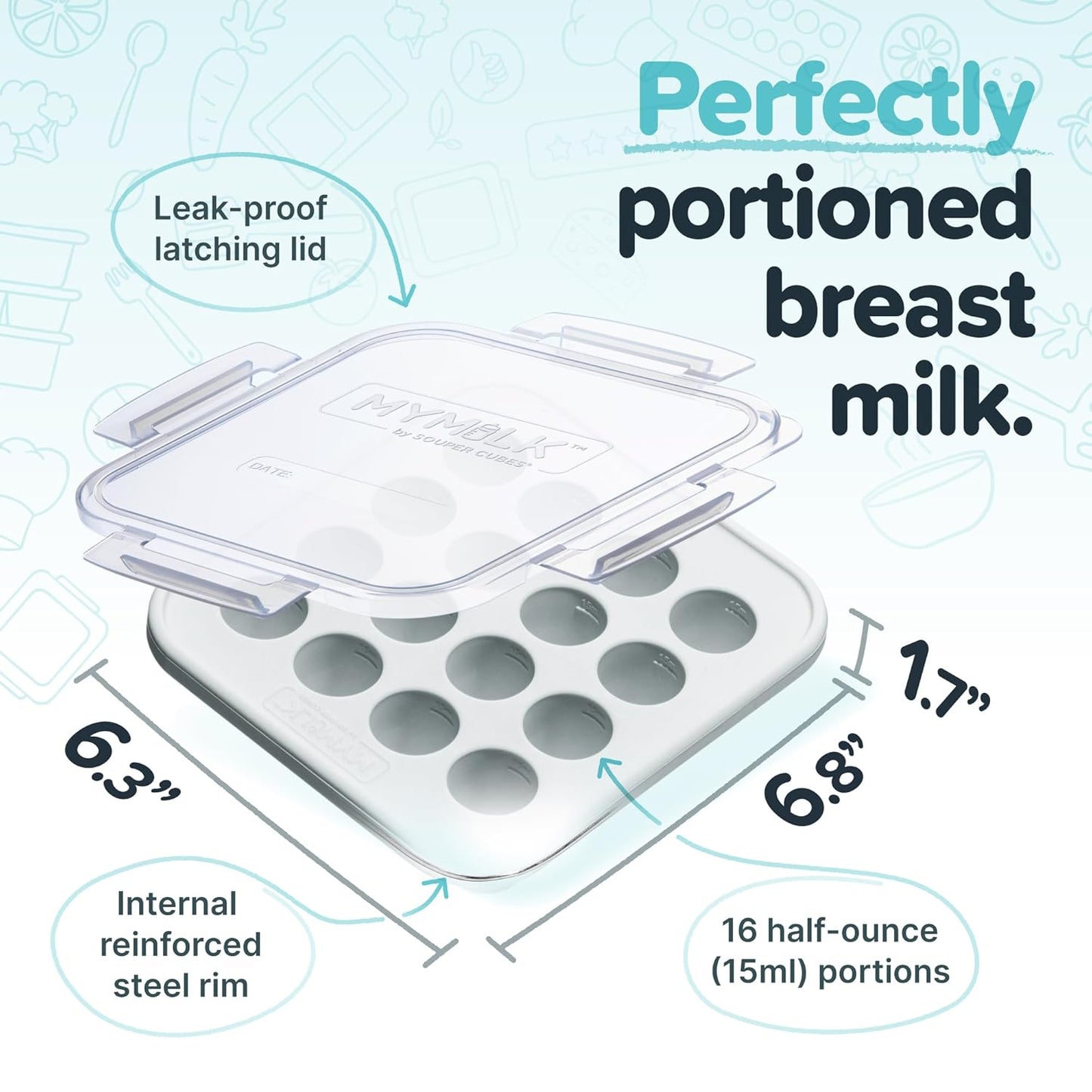 Souper Cubes MyMilk Silicone Breast Milk Freezer Trays - 1/2 oz. Portion Size, Gray - 2-Pack