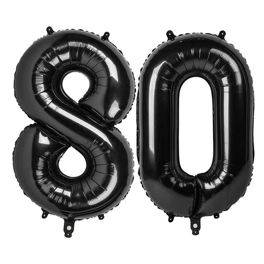 Black Number 80 Balloon 40 inch, 80 Number Balloons, 80th Black Birthday Decorations, 80 Year Old Women Men Party Supplies
