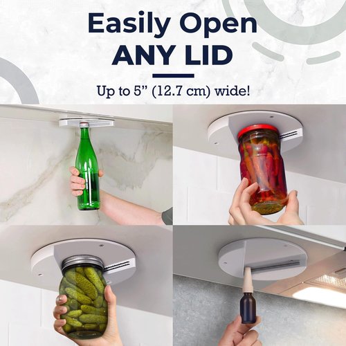EZ Off Jar Opener - Easy Grip Kitchen Tool for Seniors with Arthritis | One-Handed Bottle Opener - White