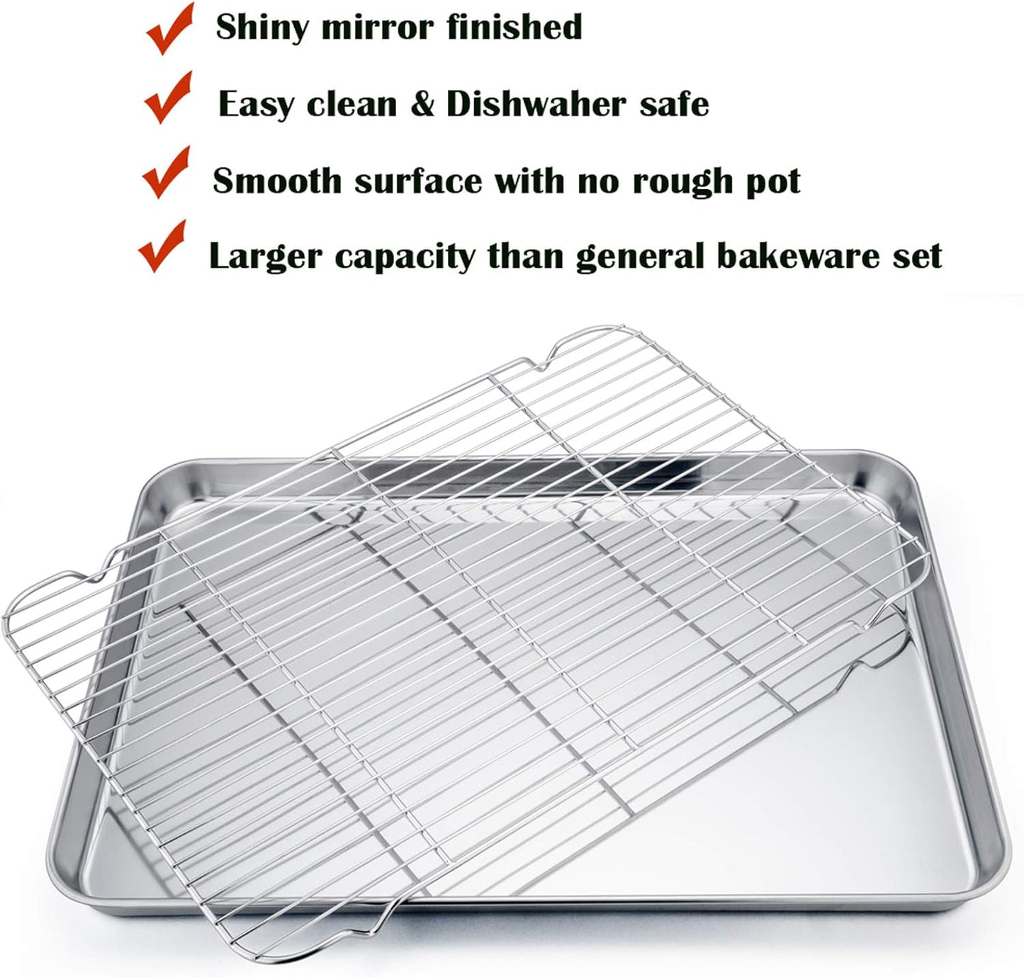 P&P CHEF Stainless Steel Baking Sheet Set - 19.6 Inch Cookie Sheets with Racks | Oven & Dishwasher Safe