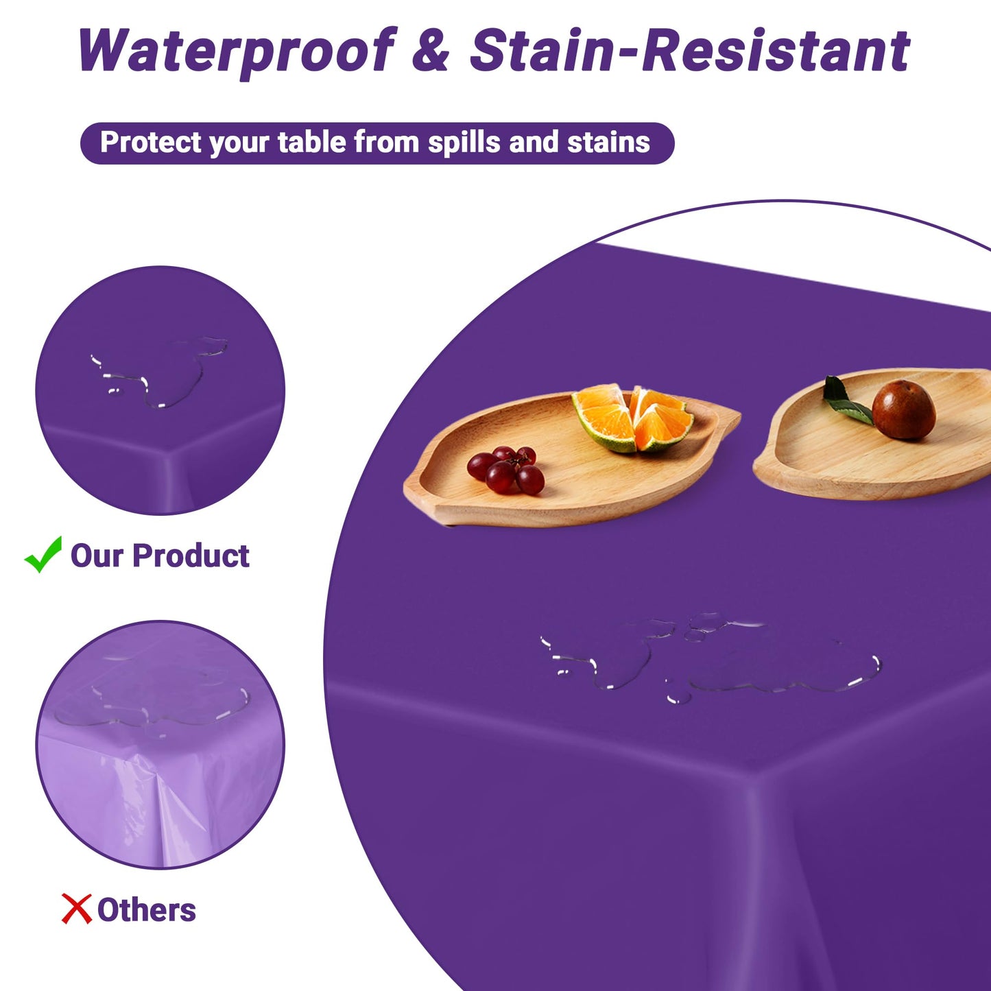 QZYL 12 PCS Purple Plastic Tablecloths, 54 in x 108 in Dinner Table Cloths, Rectangle Table Cover for Birthday Party Family Gathering Wedding