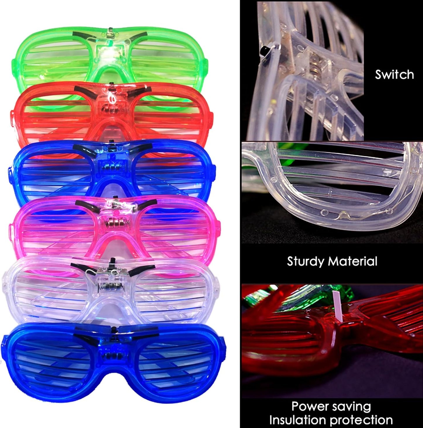 Skiennix LED Glasses - 5 Neon Colors | Glow in the Dark Party Supplies for Kids & Adults