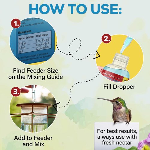 Escentile Hummingbird Nectar Extender - Freshens Nectar for 2+ Weeks | Safe, Natural Formula - 1oz
