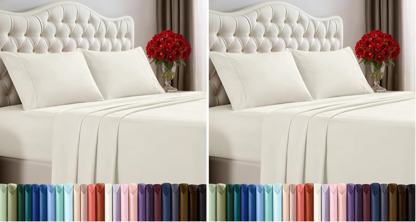 Utopia Bedding Queen Size Sheet Set - Soft, Breathable Microfiber - 4-Piece Ivory Set with Fitted Sheet, Flat Sheet & Pillowcases