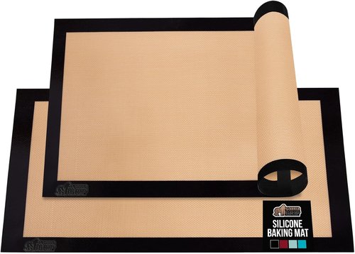 GORILLA GRIP Reusable Silicone Baking Mat - Nonstick & Oven Safe, 16.5x11.87, Easy Clean, 2PK, Black