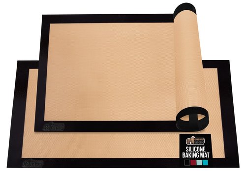 GORILLA GRIP Food Grade Reusable Nonstick Silicone Baking Mat, 16.5x11.87, Half Sheet, Oven Safe Cookie Sheet Liners, Up to 500 Degrees, No Mess Easy Clean Pastry Mats, Kitchen Essentials, 2PK, Black