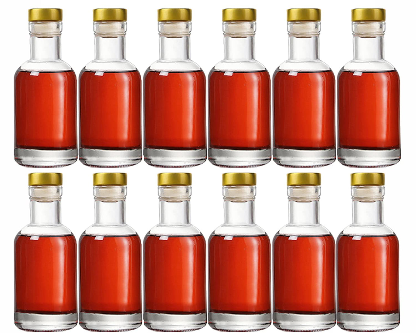 Kaachli Clear Glass Bottles 3 oz - 100ml [Pack of 12] for Wine Beverages Drinks Oil Vinegar Kombucha Beer Water Soda with Cork Stopper Airtight Lid