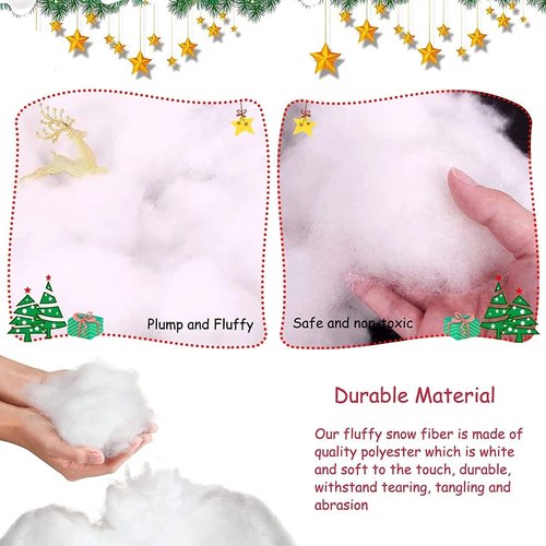 CFOFT Fake Snow - Soft Cotton Snow Fluff for Christmas Village & Nativity Decorations | 17.6 OZ