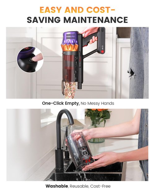 AlloyMove Cordless Vacuum Cleaner, 550W 50KPA 80Mins Self-Standing Cordless Vacuum for Home, With Wall Mount Charging/LED Display/Anti-Tangle Brush Stick Vacuum for Carpet/Pet Hair/Hardwood Floor, A05