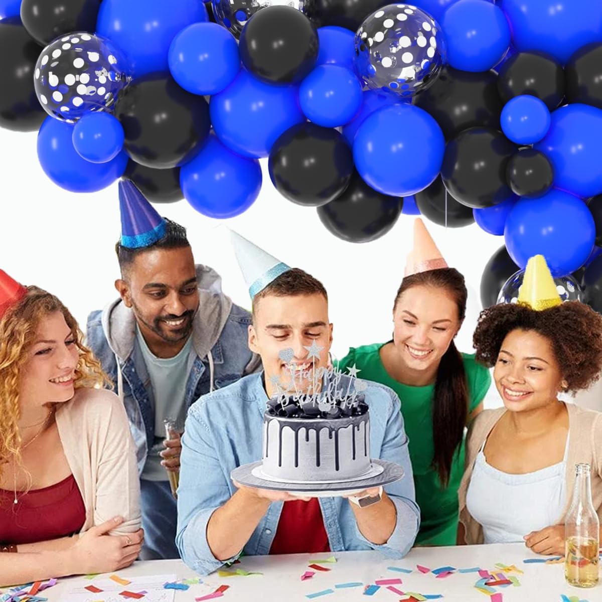 Royal Blue & Black Balloon Garland Arch Kit - Festive Balloons for Baby Shower & Graduation Celebrations