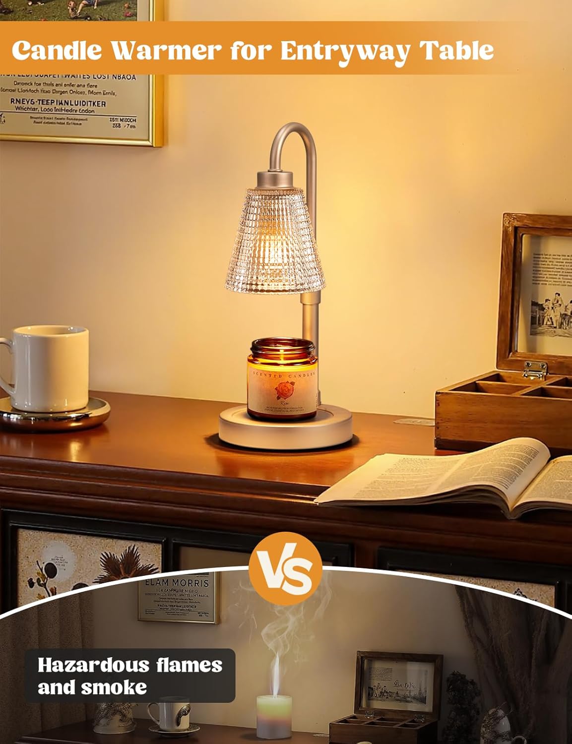 Skiennix Champagne Gold Candle Warmer Lamp - Dimmable & Adjustable Timer for Jar Candles | Perfect Home Decor Gift