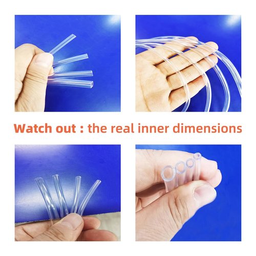 Clear Tubing Assortment, 2mm 3mm 4mm 5mm ID, 12 Meters Lengh In All, 1mm Thickness, Flexible Plastic Tube Hose Set For Home Repair Water Oil Transfer Aquarium, BPA Free and non-toxic