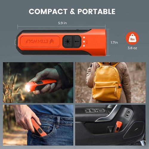 ETENWOLF L2 Rechargeable Flashlight - Super Bright LED with 6 Light Modes | Lightweight Handheld for Home & Camping (Vivid Orange)