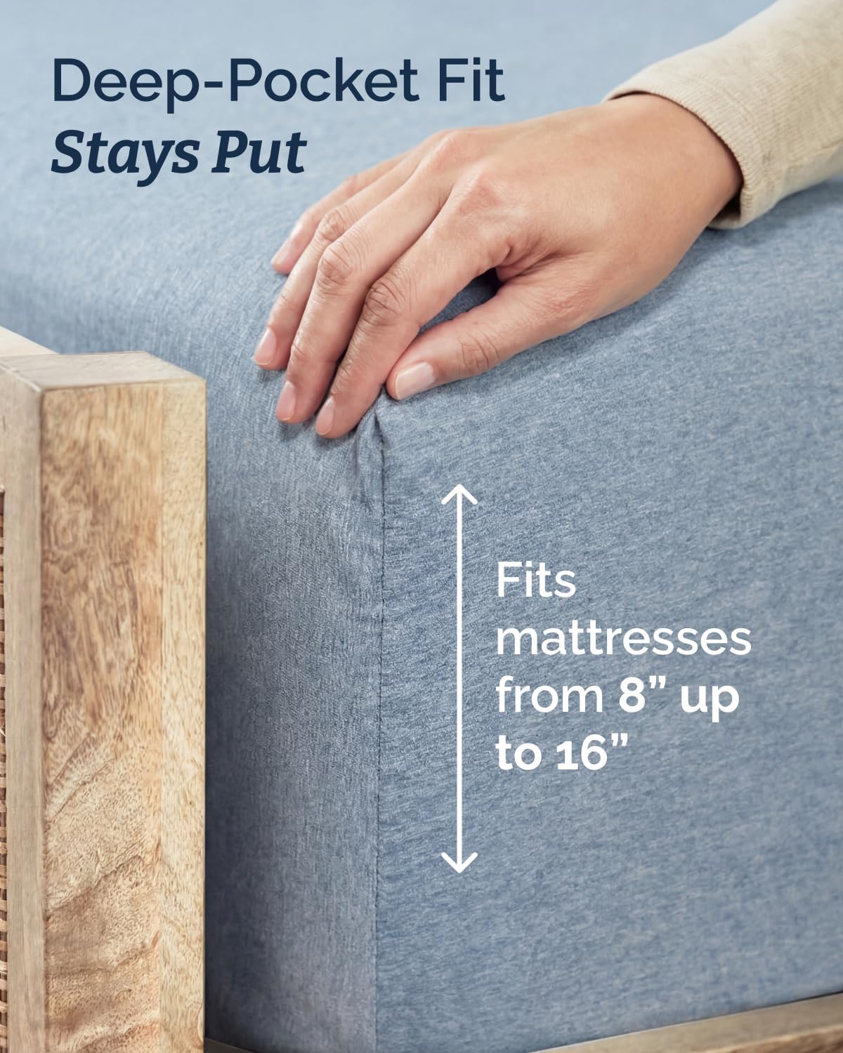 Skiennix Full XL Bed Sheet Set - 4-Piece Soft, Breathable & Cooling Bedding - Deep Pockets, Fade & Wrinkle Free - Heathered Blue