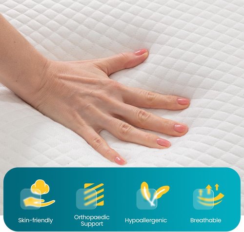 FDW 14-Inch Twin Gel Memory Foam Mattress - Medium Firm | CertiPUR-US Certified | Pressure Relief & Cooling Cover