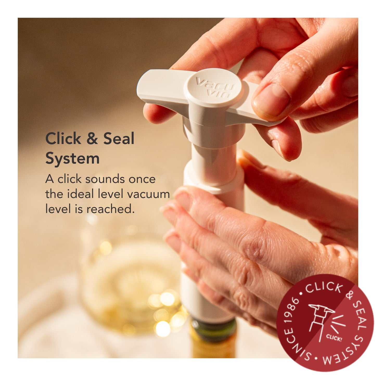 Vacu Vin Original Wine Saver with 1 Vacuum Bottle Stopper – Wine Preserver Pump for Red or White Wine – Manual Air Remover System – Airtight Seal – Keep Wine Fresh Longer – White