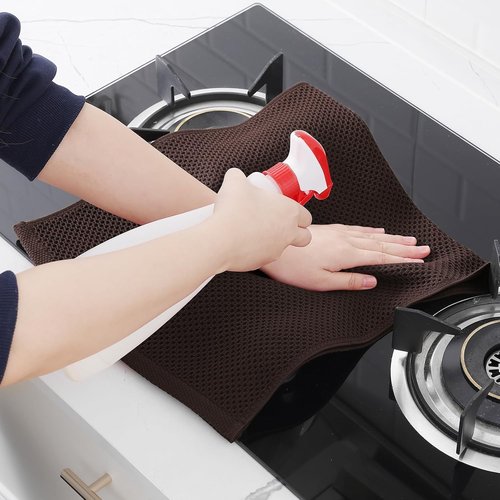 Homaxy 100% Cotton Waffle Weave Kitchen Dish Towels - Ultra Soft & Absorbent | 13 x 28 Inches, 4-Pack, Dark Brown
