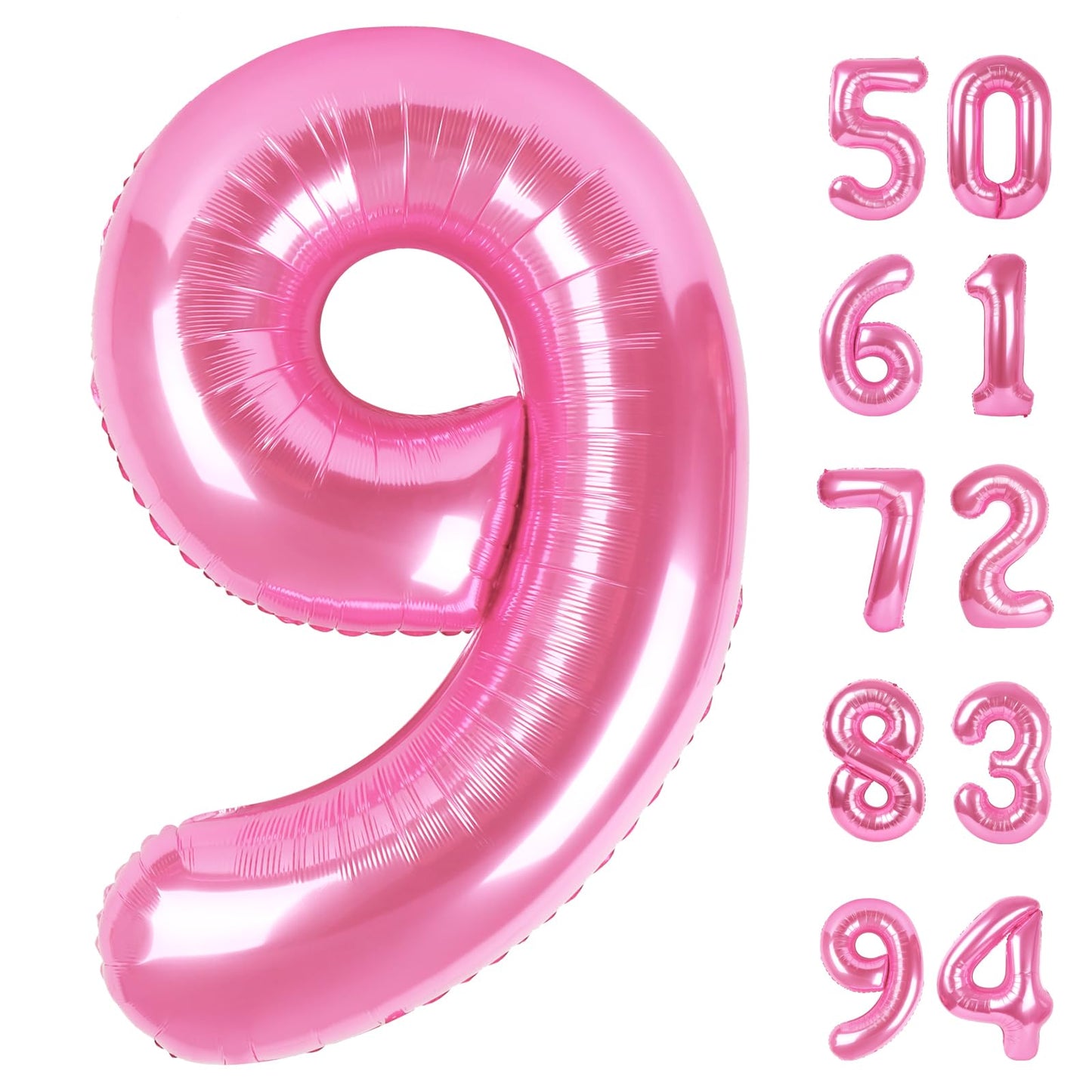 Pink 9 Balloon, Number Balloons 40 Inch, 9th Giant Birthday Decorations for Girls, 19th 29th Party Decorations Supplies, Number 9 Balloon