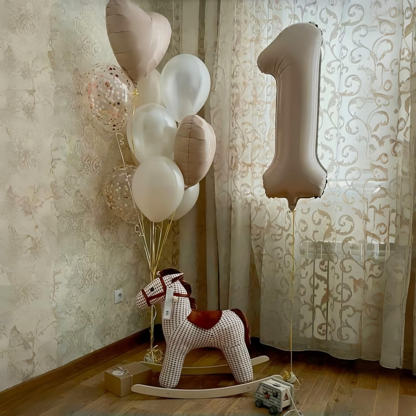 3rd Birthday Balloons Beige, Large Apricot Tan Foil 3 Number Balloon Decor with Sand White Cream Nude Taupe Helium Heart Star Balloon for Women Girls Birthday Wedding Anniversary Party Decoration