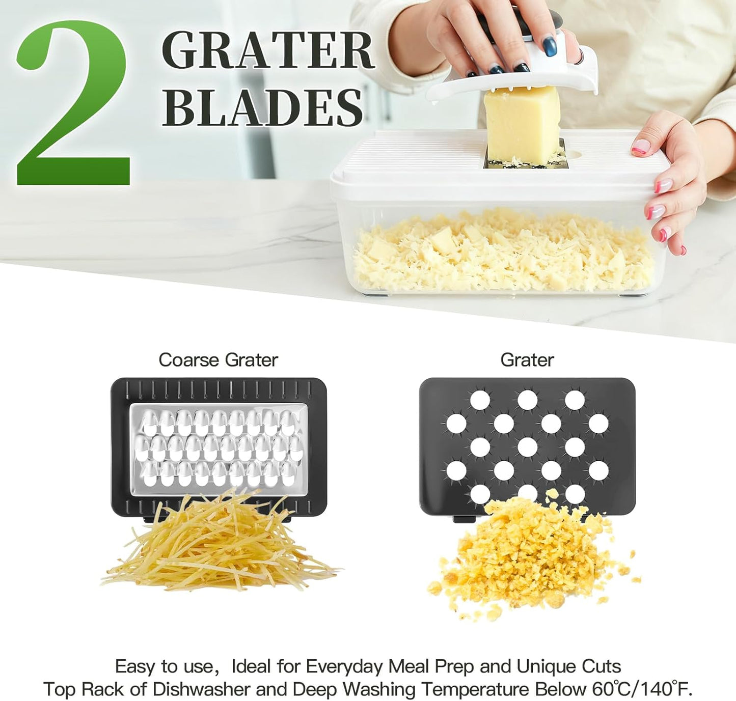 Skiennix 14-In-1 Vegetable Chopper - 7 Blades, Container & Lid | Versatile Mandoline Slicer for Kitchen