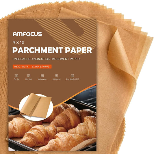 200 Pcs Unbleached Parchment Paper Sheets - Non-Stick 9x13 In for Baking, Grilling & Air Frying