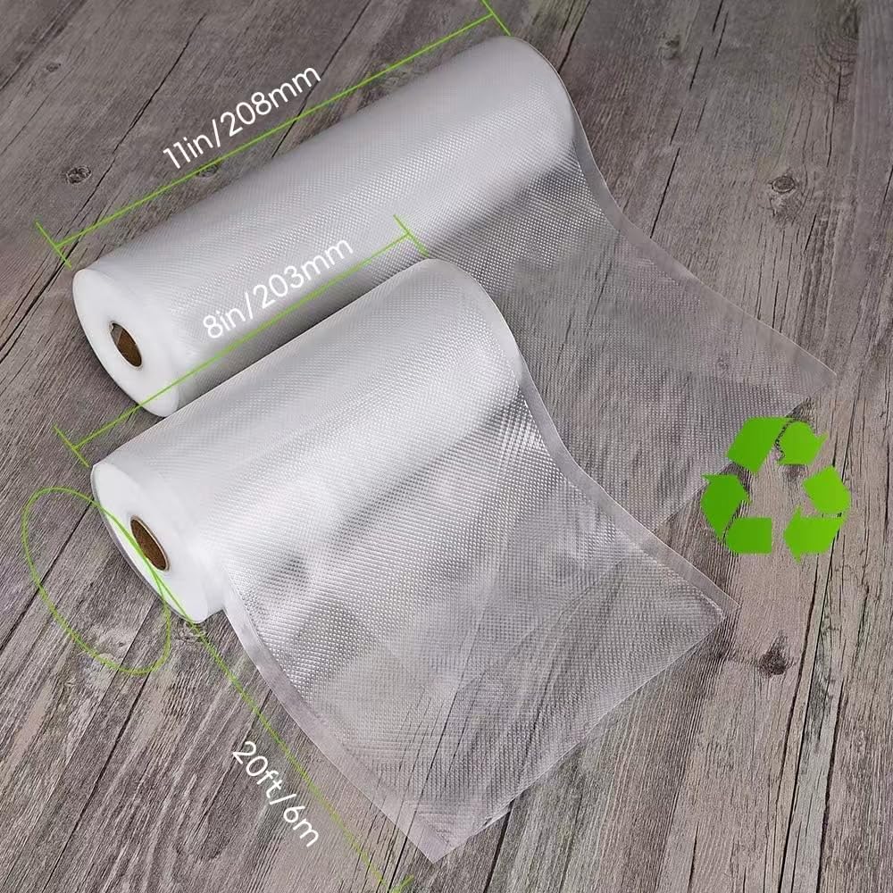 Skiennix Vacuum Sealer Bags - 12 Pack Commercial Grade BPA-Free Food Storage Rolls | 6 Rolls 11"x20' & 6 Rolls 8"x20'