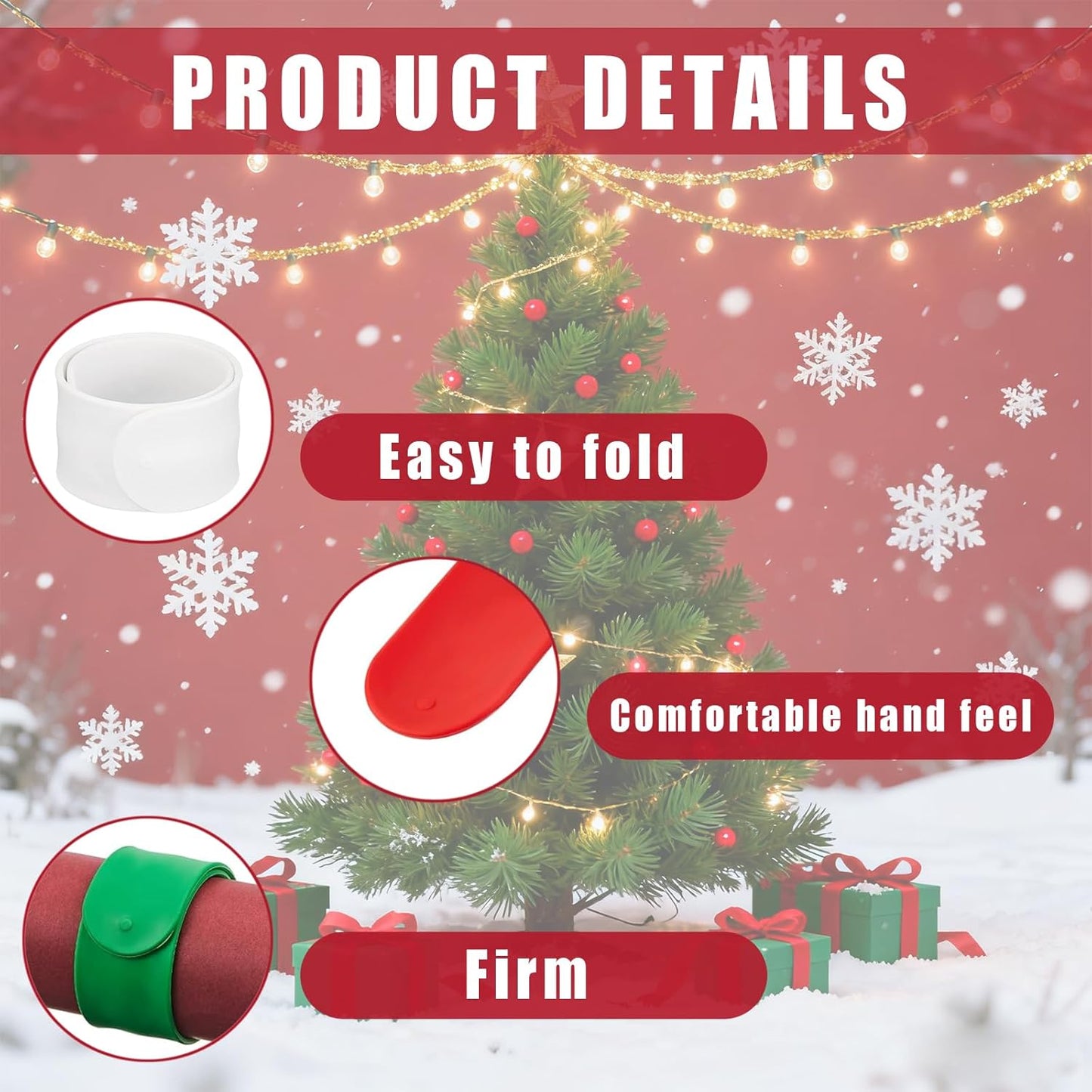 Skiennix Wrapping Paper Roll Holder - 12 Silicone-Covered Metal Strips for Easy Storage | 1'' X 9'' Clamps in White, Red, Green