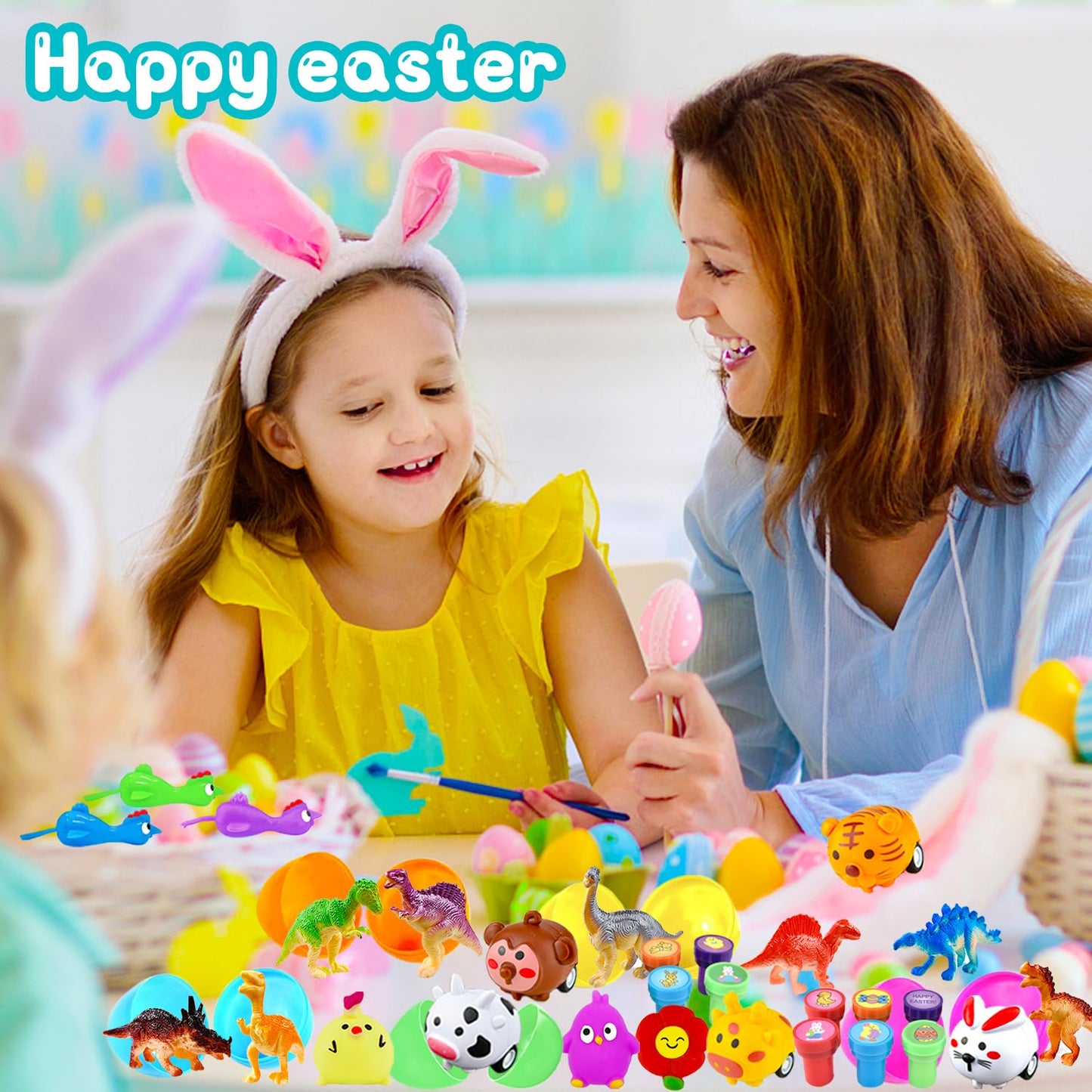 bider 318 pcs Easter Eggs with Toys inside Bulk filled Easter Basket Stuffers Egg Hunt Easter Party Favors for Kids Toddlers Boys Girls 100 pack
