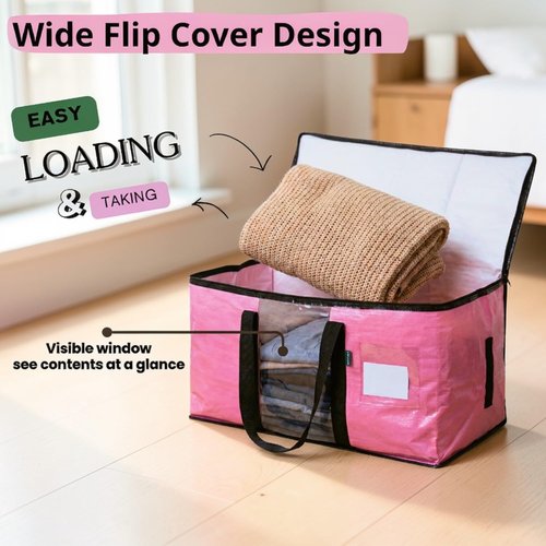 6-Pack Extra Large Moving Bags by [Brand Name] - Heavy Duty, Water-Resistant Storage Totes with Backpack Straps & Side Handles (Pink)