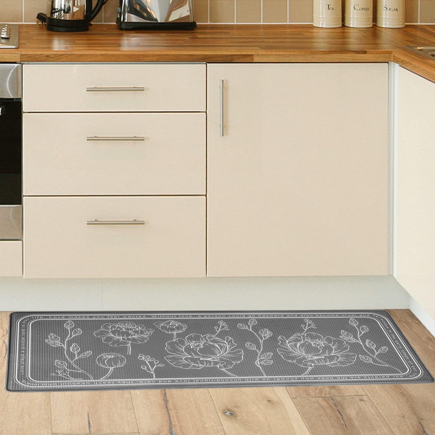 ROTTOGOON Kitchen Floor Mat Set of 2, Cushioned Anti Fatigue Mat 17"x47"+17"x29", Non-Slip Waterproof Rug, Premium PVC Comfort Mats and Rugs for Kitchen, Office, Home, Laundry