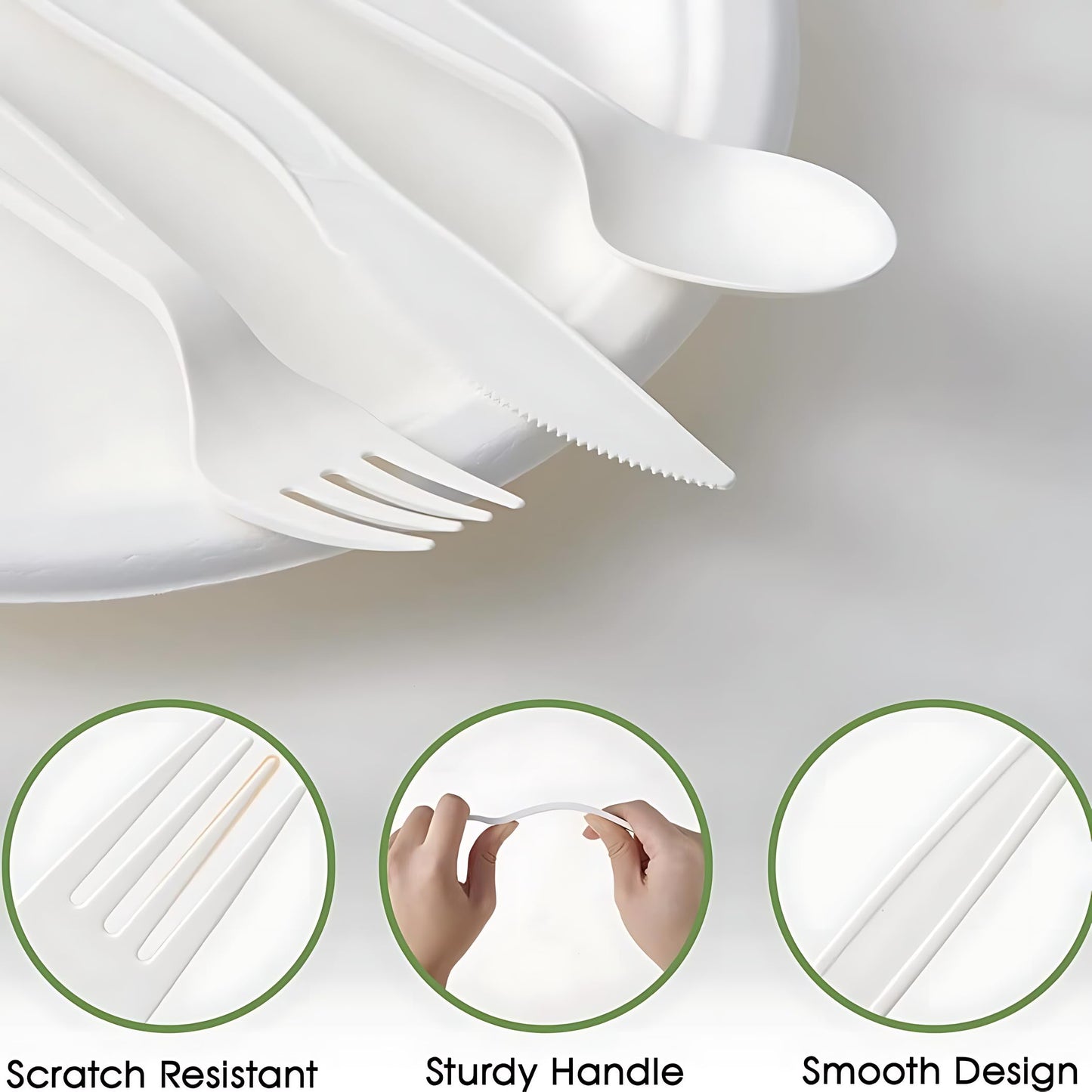 Pokanic Plastic Utensils x [125 Pack] Silverware Wrapped Combo Set Bulk Variety Pack Disposable Cutlery Party Supply Heavy Duty Forks, Spoons, Knives, Napkins, Salt Pepper (125 Pack, White - Set A)