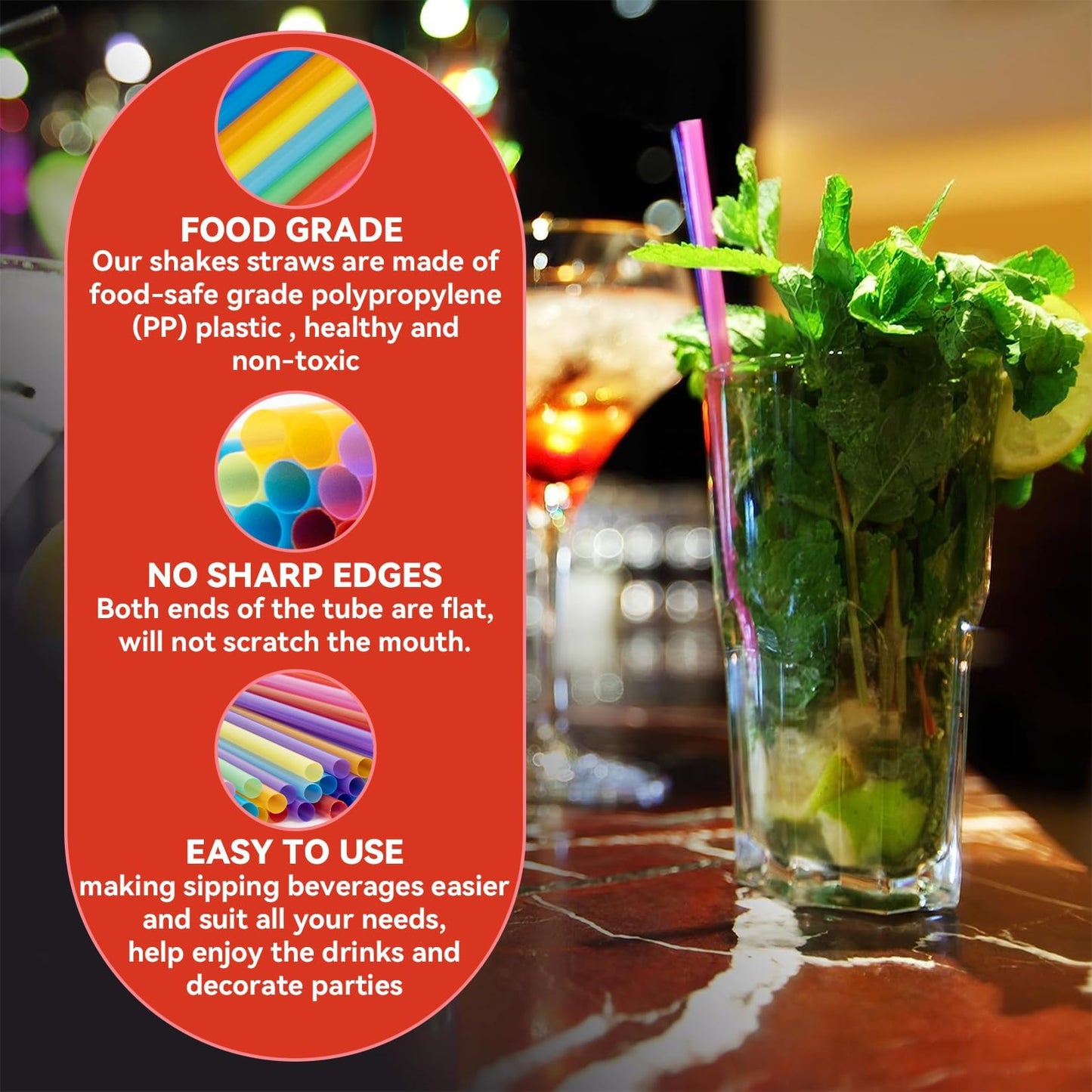 MAQIHAN 100pcs Colorful Drinking Straws - Cocktail Drinking Straws disposable Stirrer Bulk Party 19x0.55CM for Women Men Adults for juice, cocktails