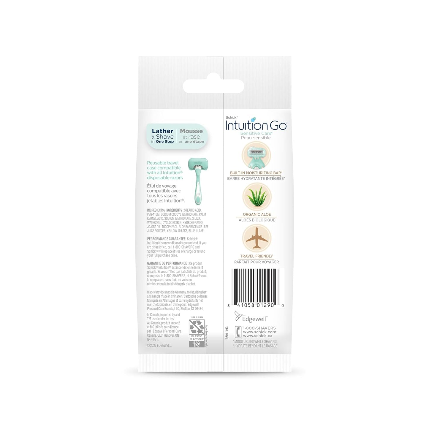 Schick Intuition Go Disposable Razor - Sensitive Skin Formula with Organic Aloe | 1ct Travel Razor