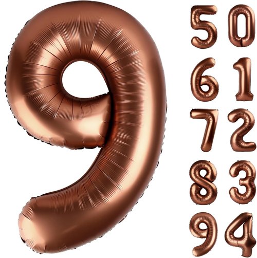 Balloon - Dark Brown 40-Inch Number 9 - Giant Chocolate Birthday Decorations for Boys & Girls