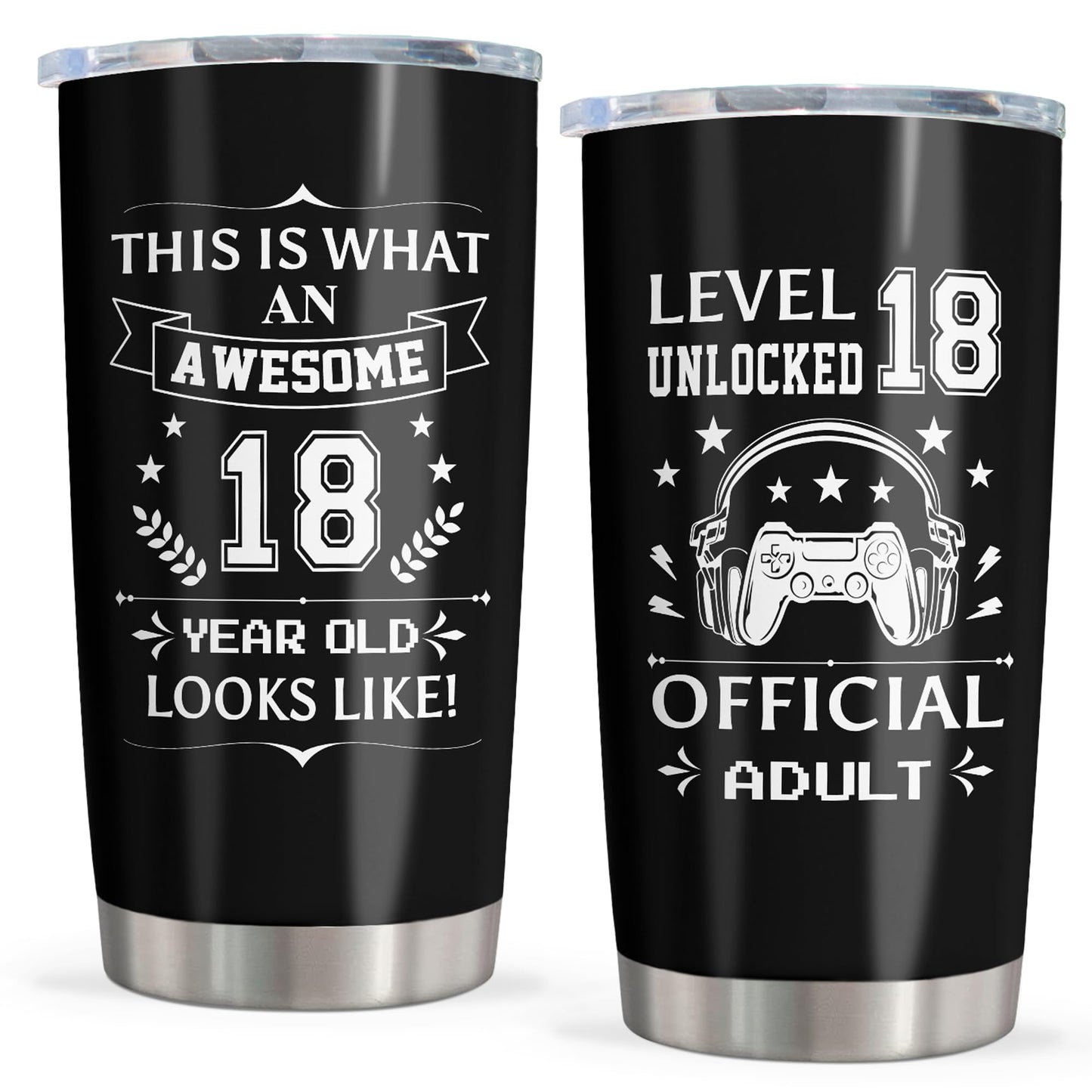 Vuxoye 18th Birthday Gifts for Boys, 18th Birthday Decorations for Boys, 18 Year Old Boy Birthday Gifts, Gift for 18 Year Old Boy, 2007 Bday Present for him, Happy 18th Bday Tumbler 20oz 1PC