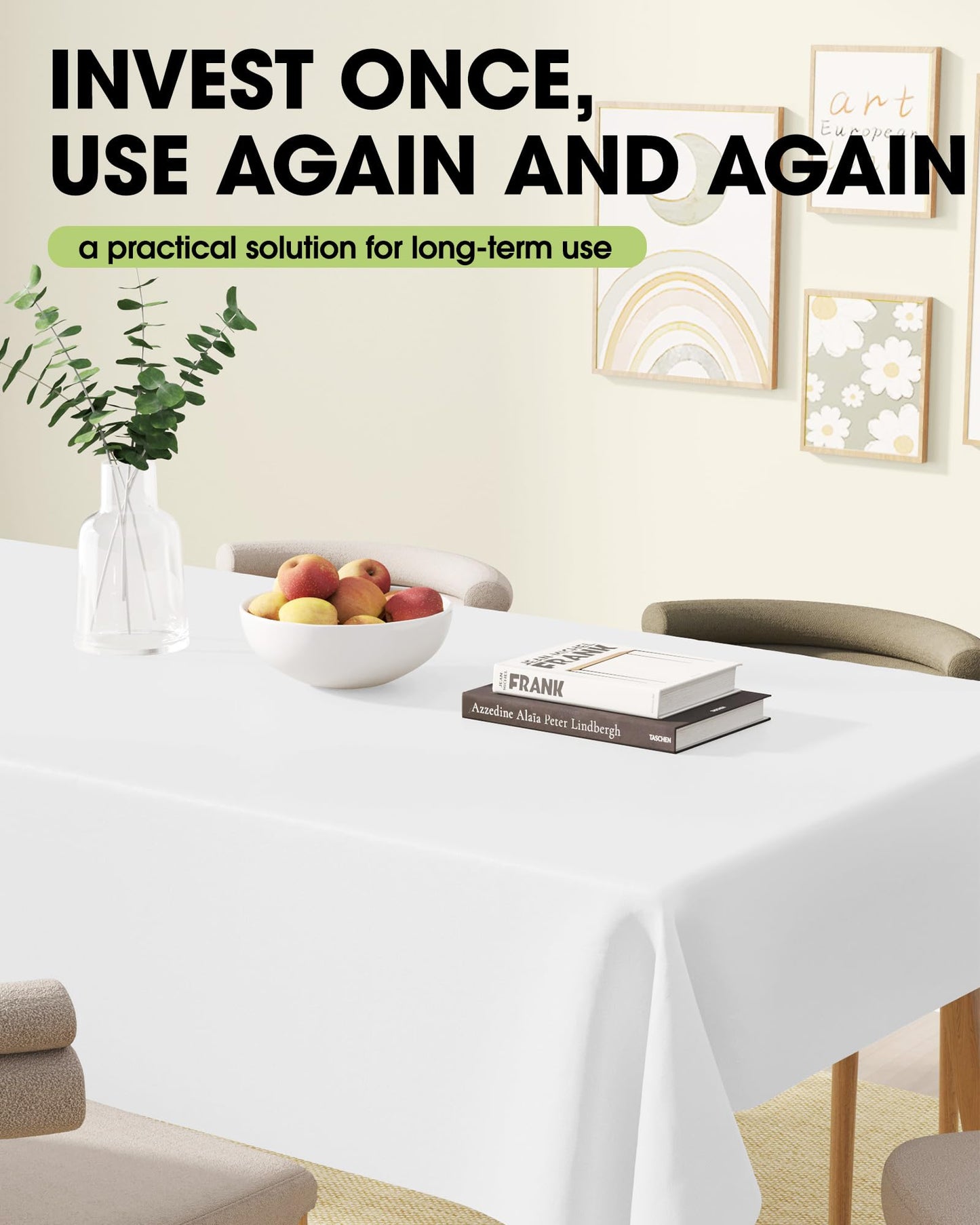 Pureegg Rectangle Table Cloth 60" x 102" – Durable Polyester Tablecloth Offers Reusable & Washable Protection, Ideal for Outdoor Party, Picnic, Wedding, Banquet and Birthday, 3 Pack, Black