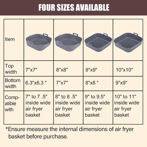Golden Associate Silicone Liners - Non-Stick Reusable Air Fryer Basket | 2 Pcs, 9" Top Size, Food-Grade