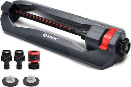 Eden 96213 Turbo Oscillating Water Sprinkler - Covers 3,600 Sq. Ft. | 16 Nozzles, Adjustable Range, Quick Connect