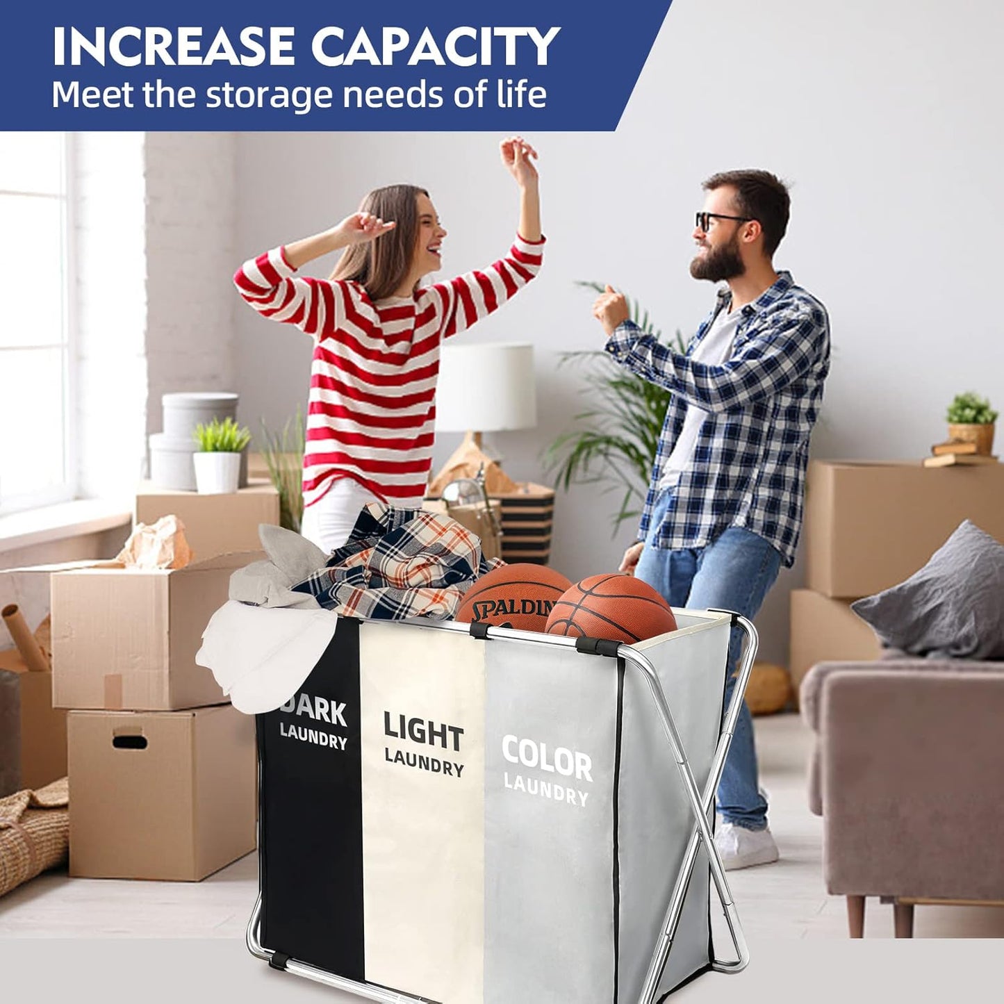 Skiennix 180L Large Laundry Basket - Collapsible Hamper with Handles for Dorm & Family Storage