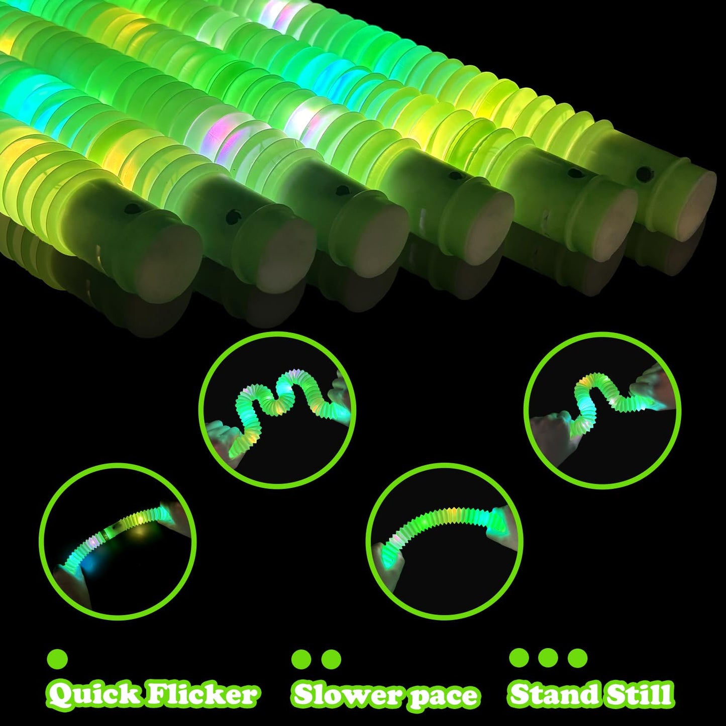 Green Glow Sticks Party Favors for Kids 24 PCS,Glow Necklaces Bracelets Accessories Decor for Toddlers Graduation Party,Kindergarten Preschool End of School Year Goodie Bag Stuffers Classroom Prizes