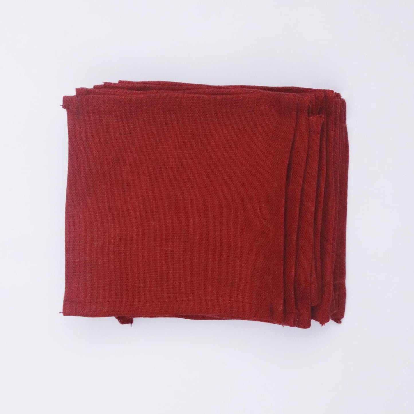 INYOWAKI 100% Pure Linen Cocktail Napkins Set of 12-4 x 4 Inch Small Cloth Solid Color Cocktail Napkins for Holiday,New Years,Cheers,Wedding, Drink, Parties, Everyday, Bar, Coffee, Beverage- Red