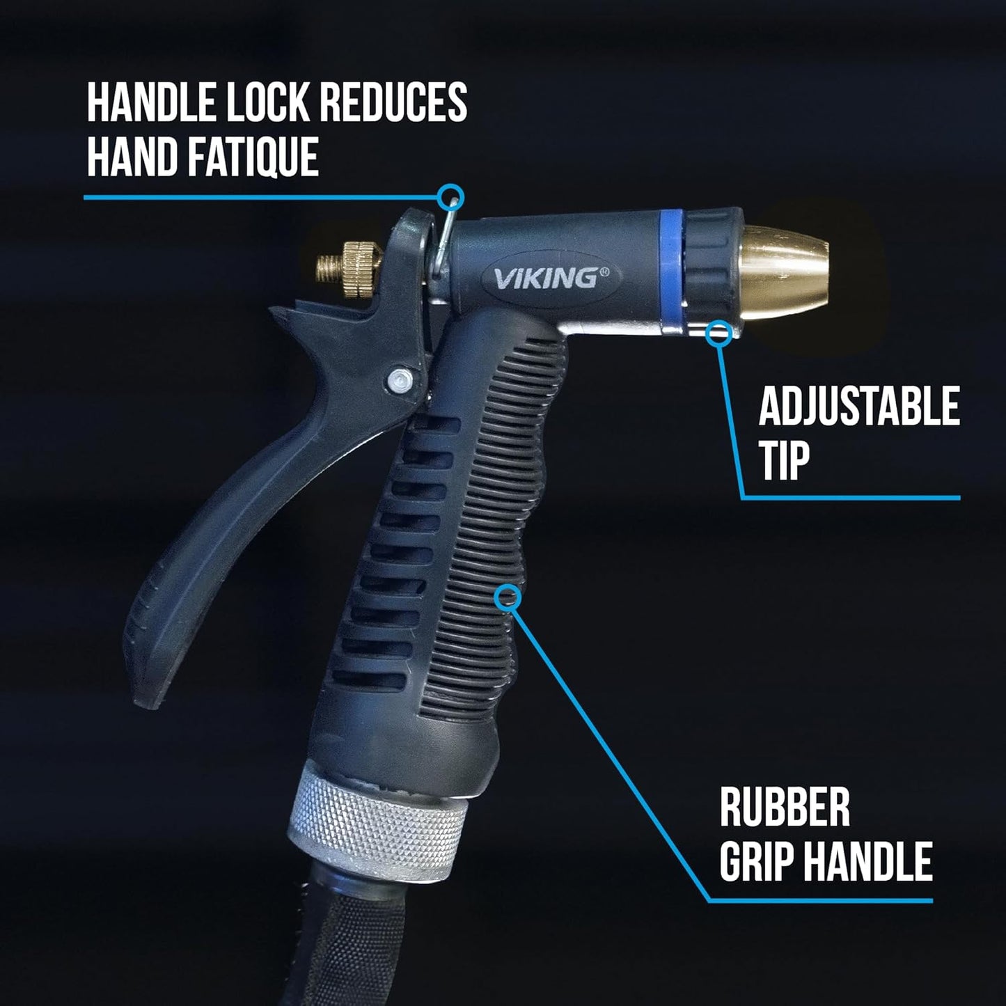 VIKING Garden Hose Nozzle - Adjustable Heavy-Duty Design for Car Washing, Plant Watering & Home Use