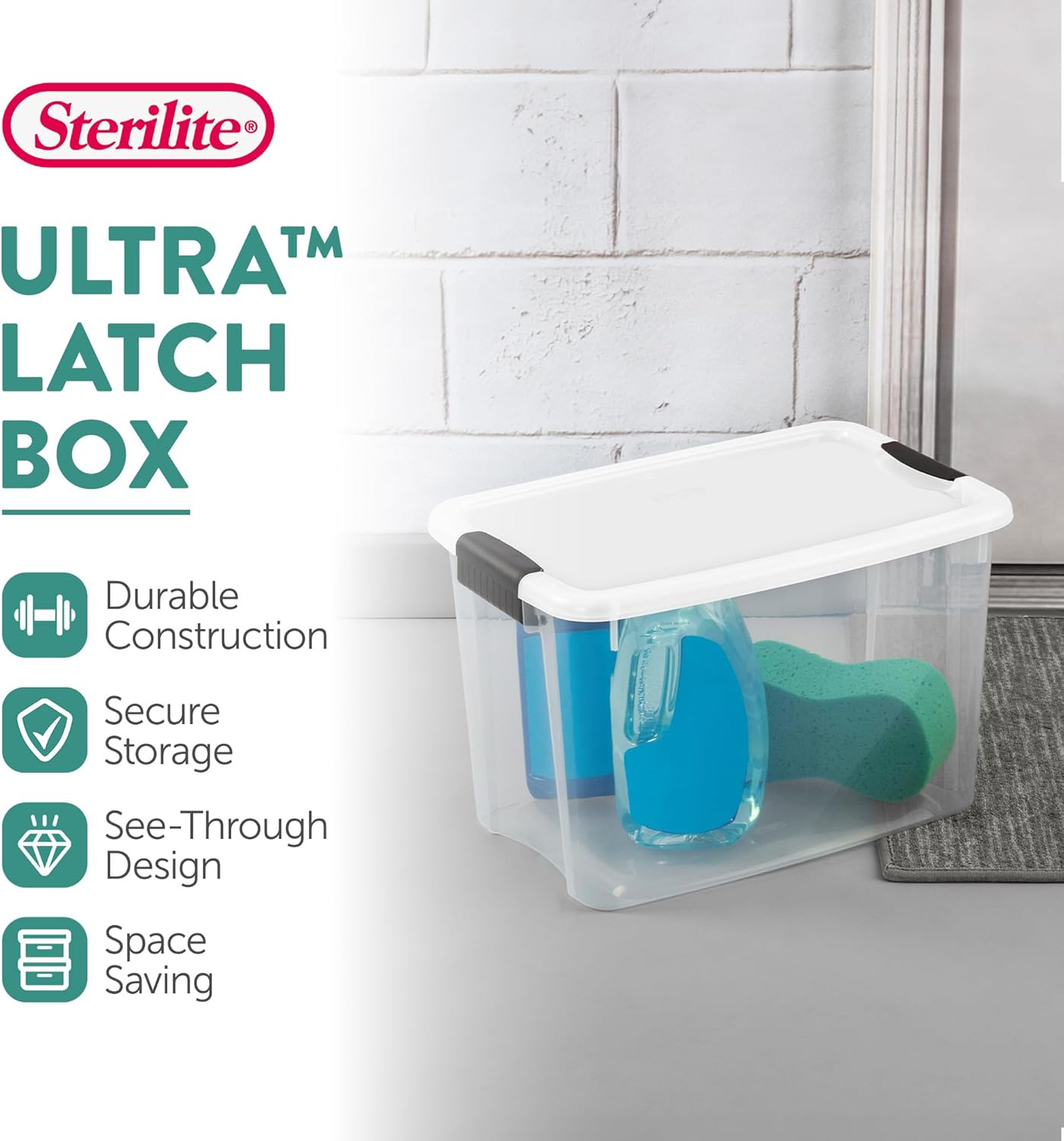Sterilite 30 Quart Ultra Latching Storage Bins - Clear Plastic Organizing Containers for Home & Office