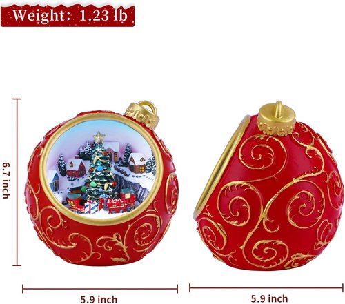 Animated Musical Christmas Village Figurines by [Brand Name] - Rotating Train & Lights | USB-C/Battery Powered, Auto 6H Timer