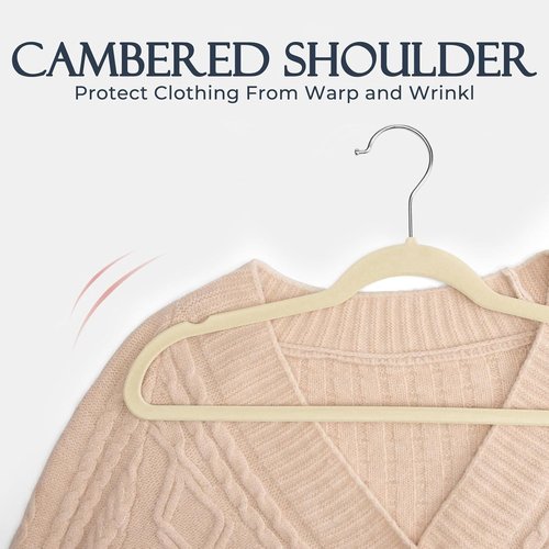 HOUSE DAY Velvet Hangers - Non-Slip Heavy Duty 20 Pack for Space-Saving Closet Organization | Beige