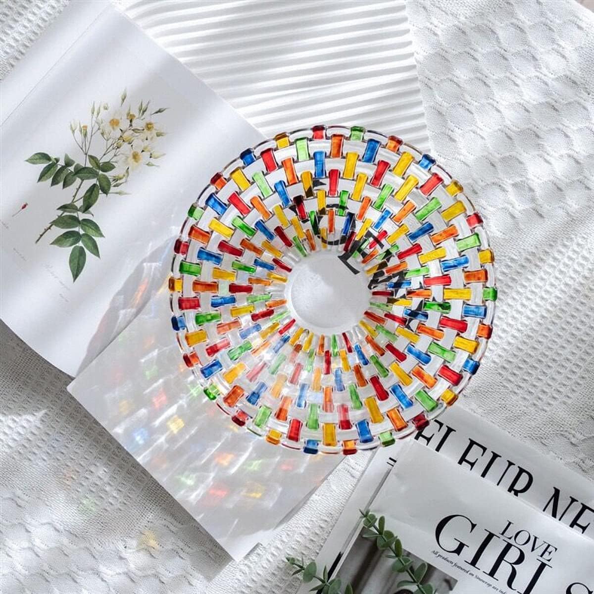 MAGCOLOR Hand-Painted Colorful Woven Glass Crystal Salad & Fruit Bowl - Elegant Centerpiece for Home & Events
