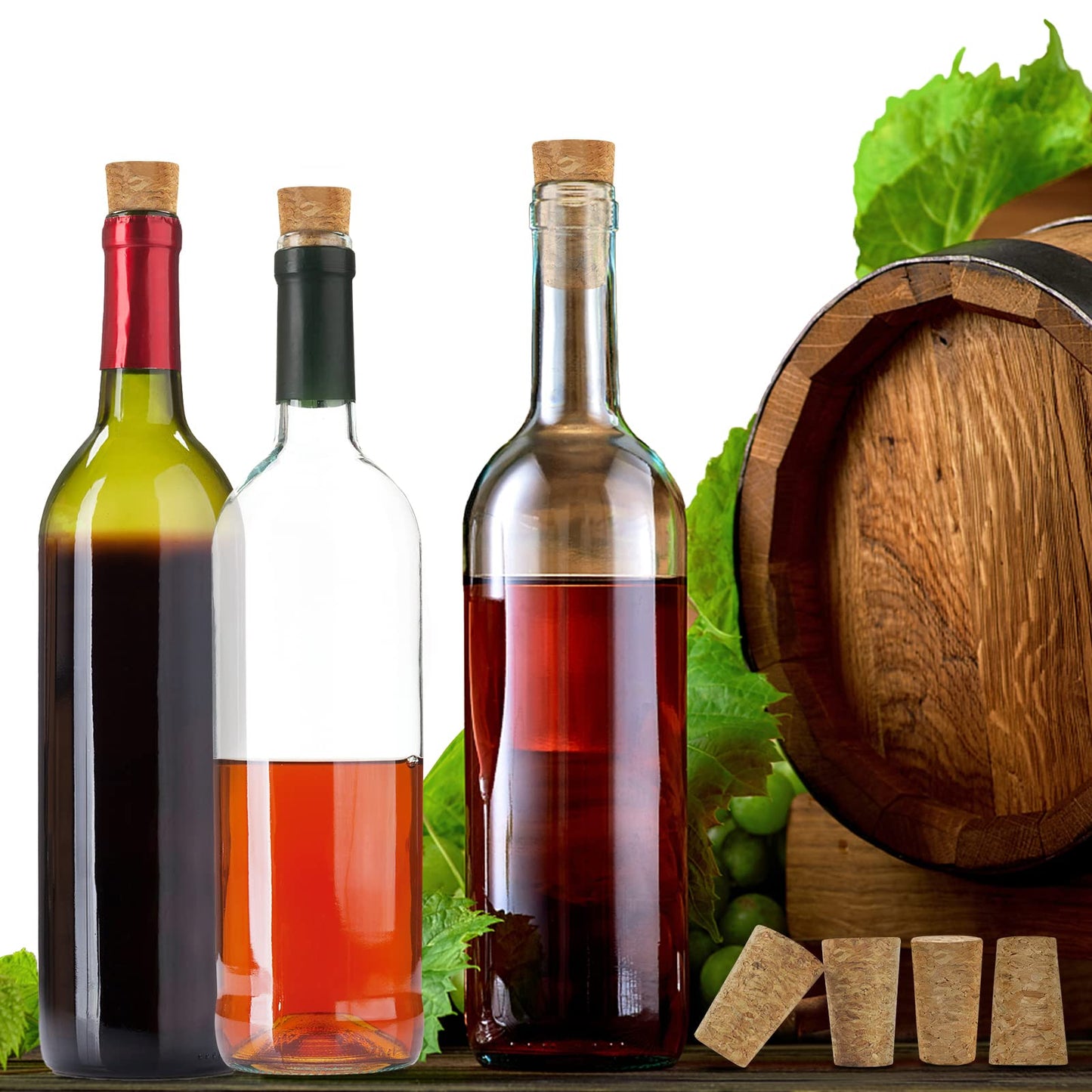 120 Natural Soft Wood Corks, Tapered Cork Wooden Beer Bottle Stopper for Wine Making Craft, Leakproof