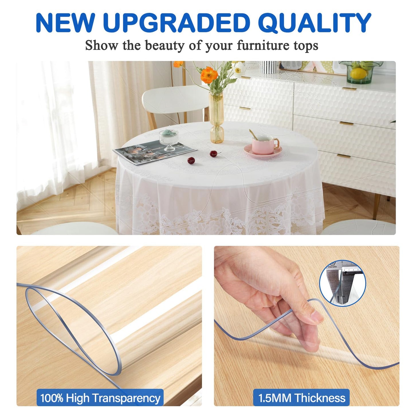 30X96 Inches Clear Table Protector Plastic Office Desk Mat Cover Pad Tablecloths Night Standing Sofa Protective Pad Table Cover Mat Transparent Vinyl Writing Desk Mat Kitchen Countertop Waterproof